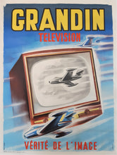Load image into Gallery viewer, 1950s television. Advertising Poster, Art Deco, Vintage War Planes