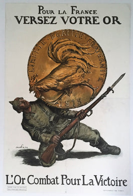 1915 Original French First World War  Bond Drive Poster - Famous French Artist Abel Faivre