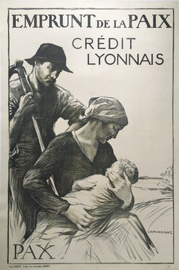 1919 French First World War Peace Bond Poster - Family Farmers with new Baby