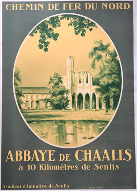 1920s French Northern Railway Poster - Abbaye de Chaalis Original Lithograph