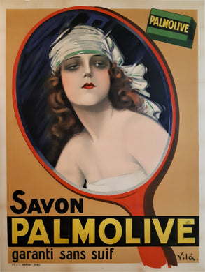 1920s Original French Palmolive Soap Large Size Advertising Poster Sexy Woman Flapper