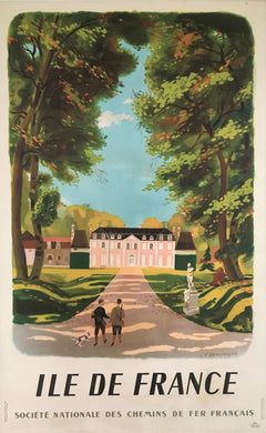 1946 Ile de France National Railway Poster - Original Lithograph