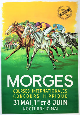 1958 International Horse Race Poster - Morges France