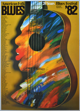 1982 20th Anniversary American Folk Blues Festival Original Lithograph Poster - Lippmann Rau