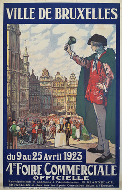Rare Poster, Belgium, 1923 Original Lithograph, Art Deco