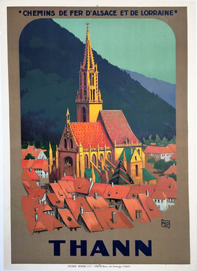Alsace & Lorraine Original 1900s Railway Tourist Poster for Thann