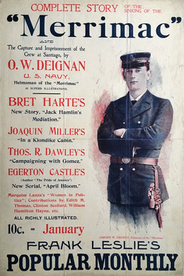 American Literary Poster “Frank Leslie’s Popular Monthly” Spanish American War January 1899