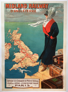 Authentic 1900s Midland Railway Travel Poster - Near Mint Lithograph