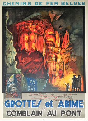 Belgian Railway Poster for Grottes Et Abime de Comblain au Pont