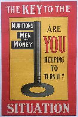 British Great War Recruiting Poster, “The Key to the Situation” 1915 - Original LIthograph