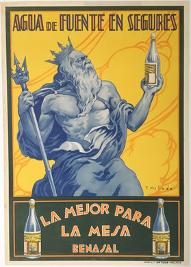 Ca1930s Original Spanish Advertising Poster for Water