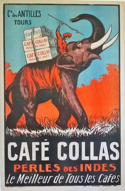 Café Collas - Perles des Indes 1927 Original Lithograph Advertising Poster
