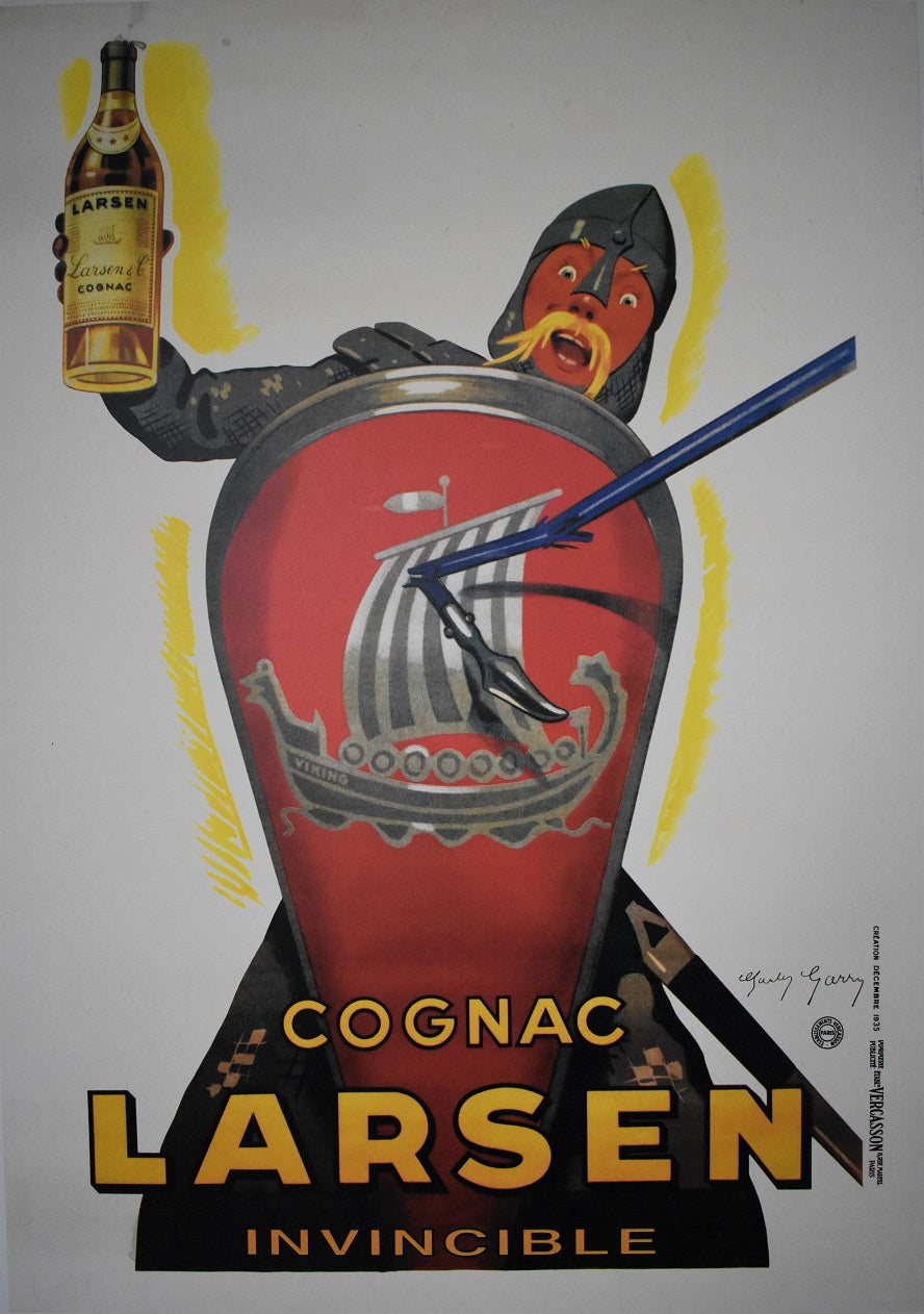 Cognac Larsen Original 1930s Poster Alcohol, Bar Poster