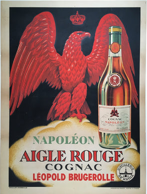 Cognac Napoleon Aigle Rouge Large Original 1928 Lithographic Poster