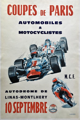 Coupes de Paris Original 1960s Race Car Poster