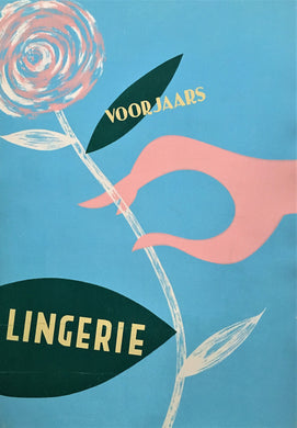 Dutch Art Deco Mid-Century Lingerie Advertising Poster, 1950s