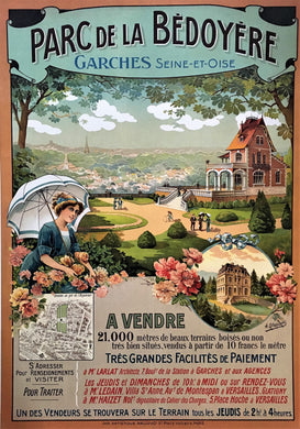 Early 1900s Original French Poster selling land outside of Paris