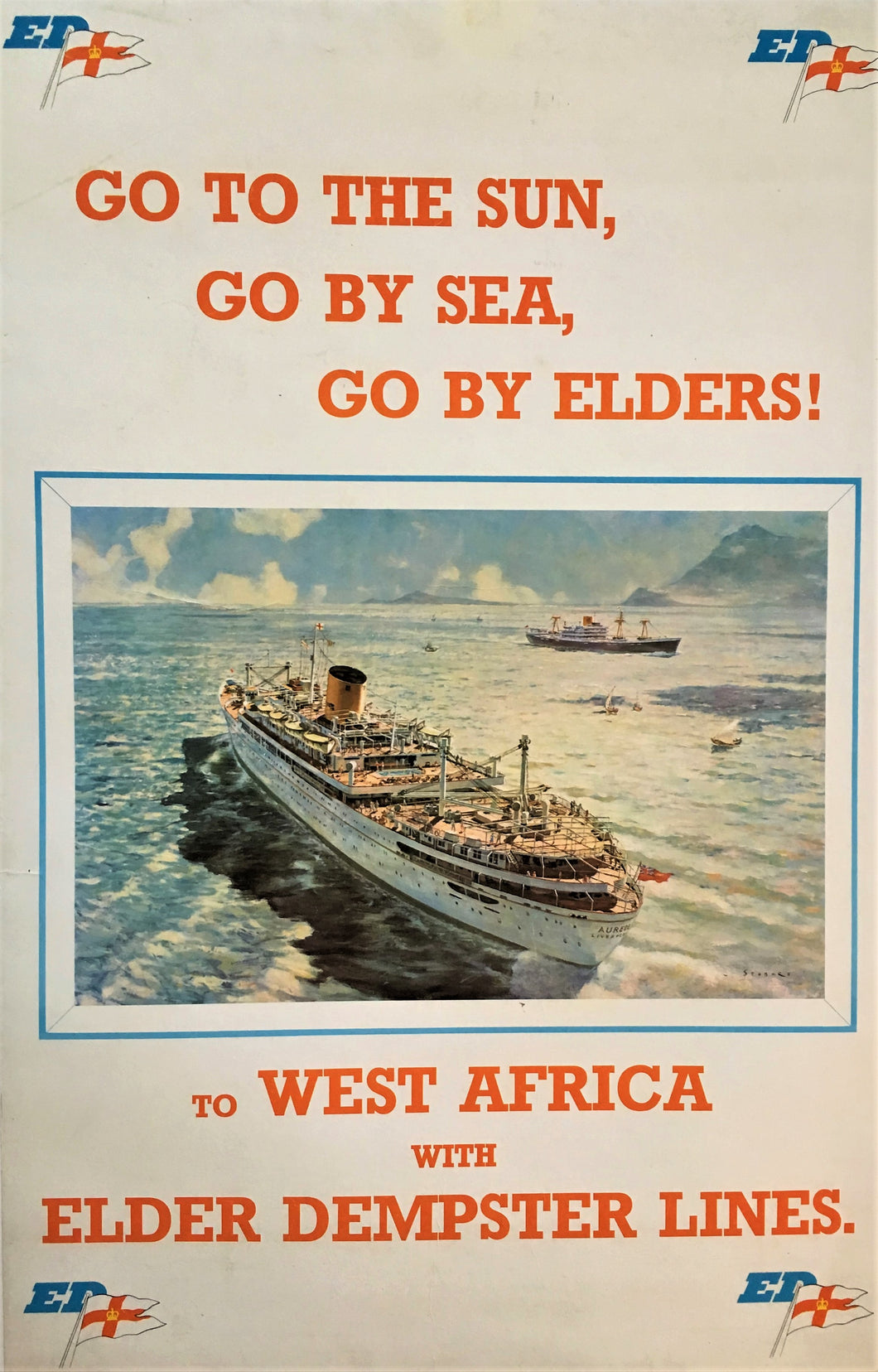 Elder Dempster Lines West Africa British Steamship Poster