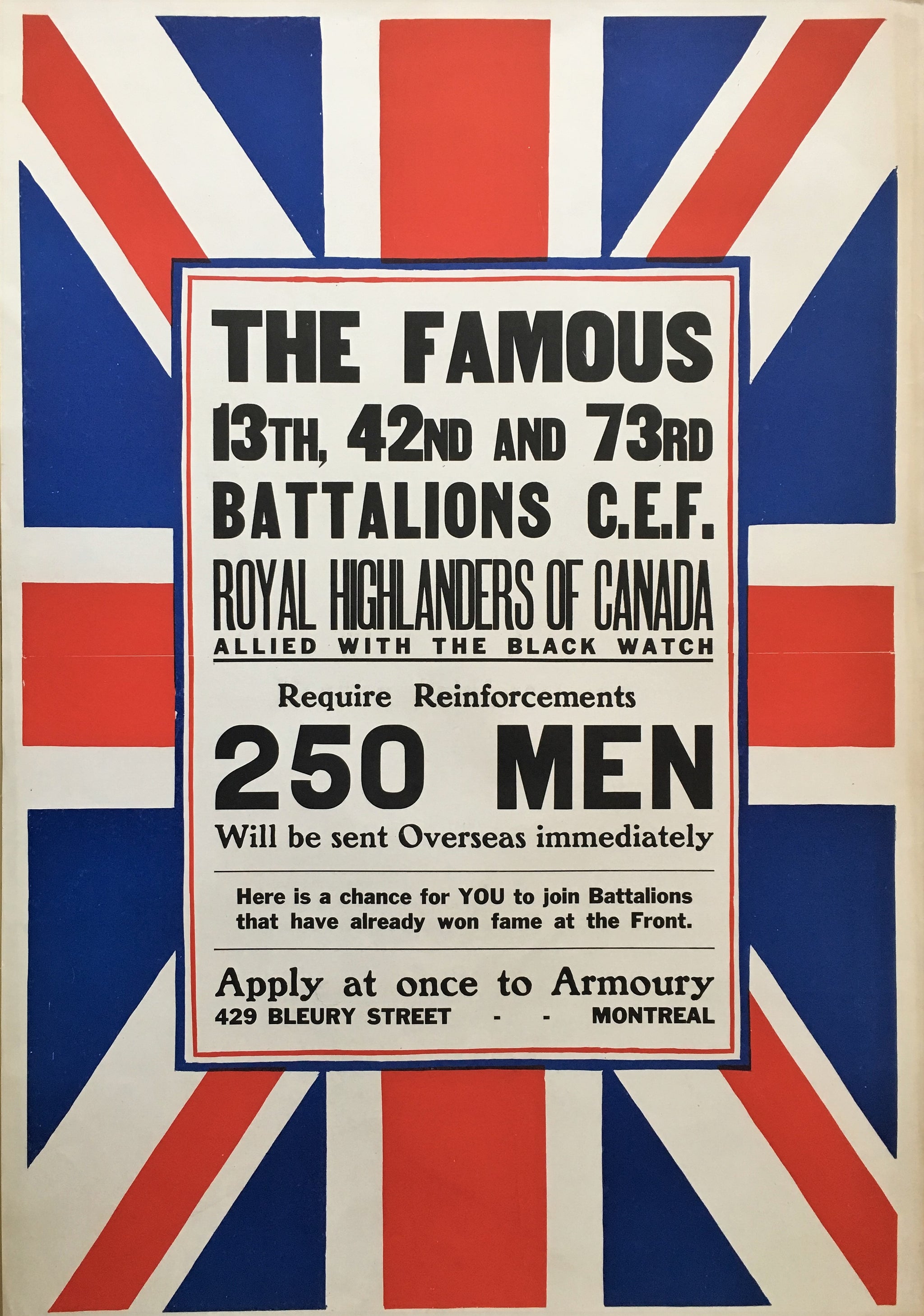 First World War Royal Highlander’s of Canada, Black Watch 13th