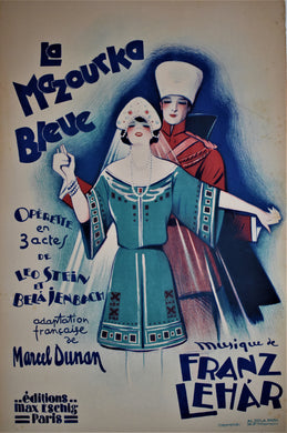 French Original Opera Poster, La Mazourka Blue 1929.