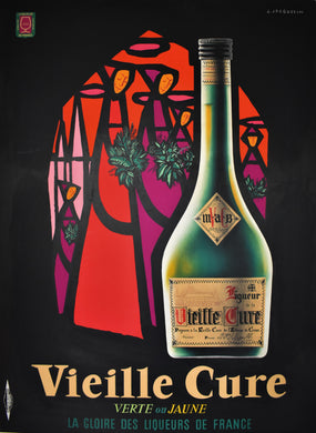 French Vieille Cure Liqueurs Original Large Format Poster