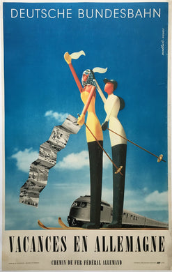 German 1953 Modernist Original RailwayTourism Poster