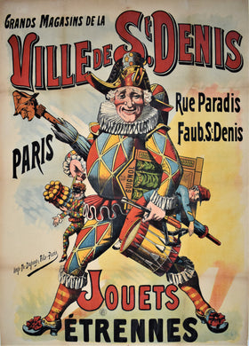 Grands Magasins de la Ville de St. Denis Original 1890s Large Toy Poster