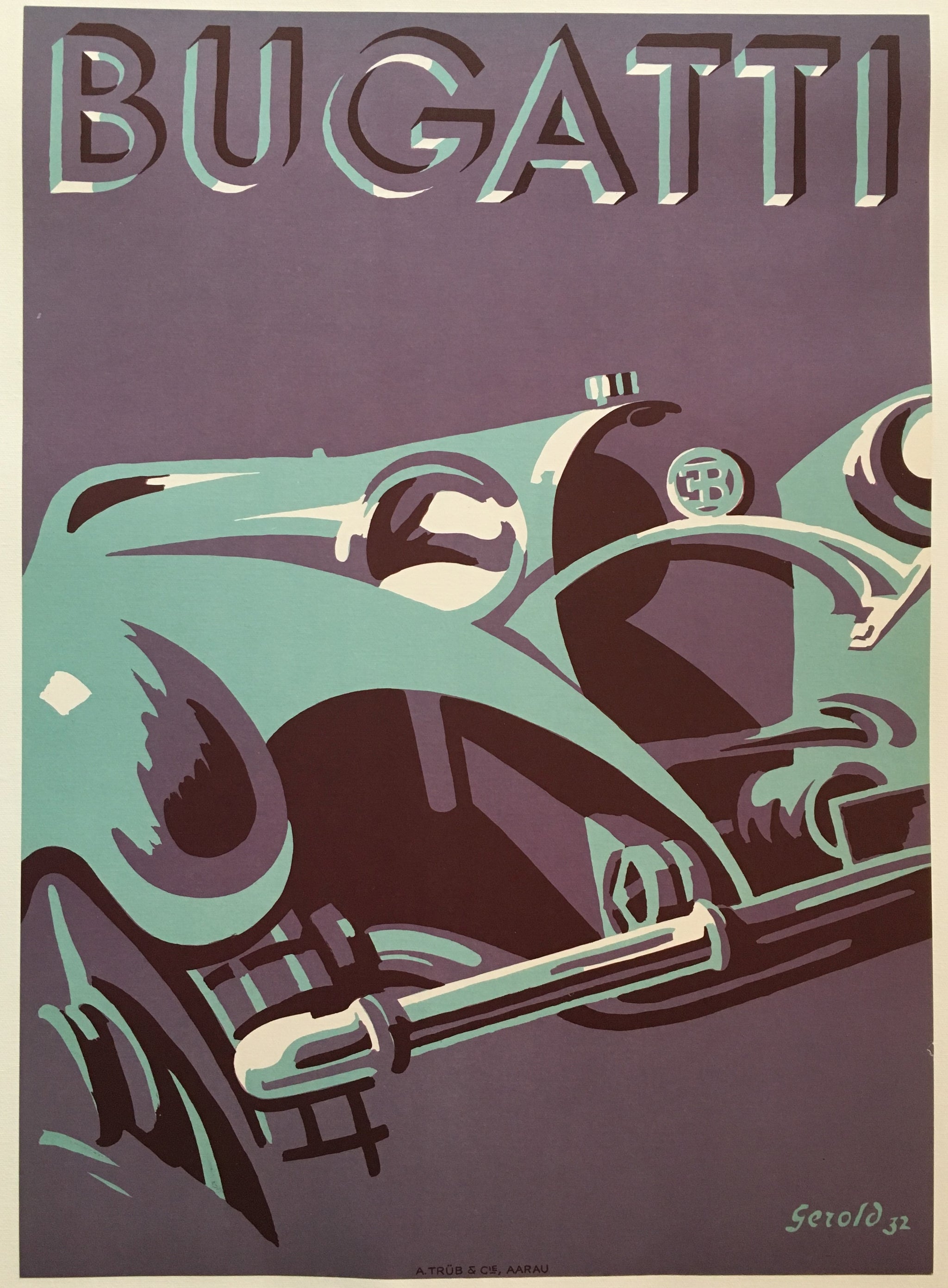 Great Art Deco Style Bugatti Poster – Rarevintageposters.com