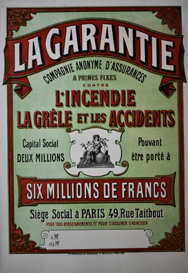 La Garantie 1920s French Fire Insurance Poster