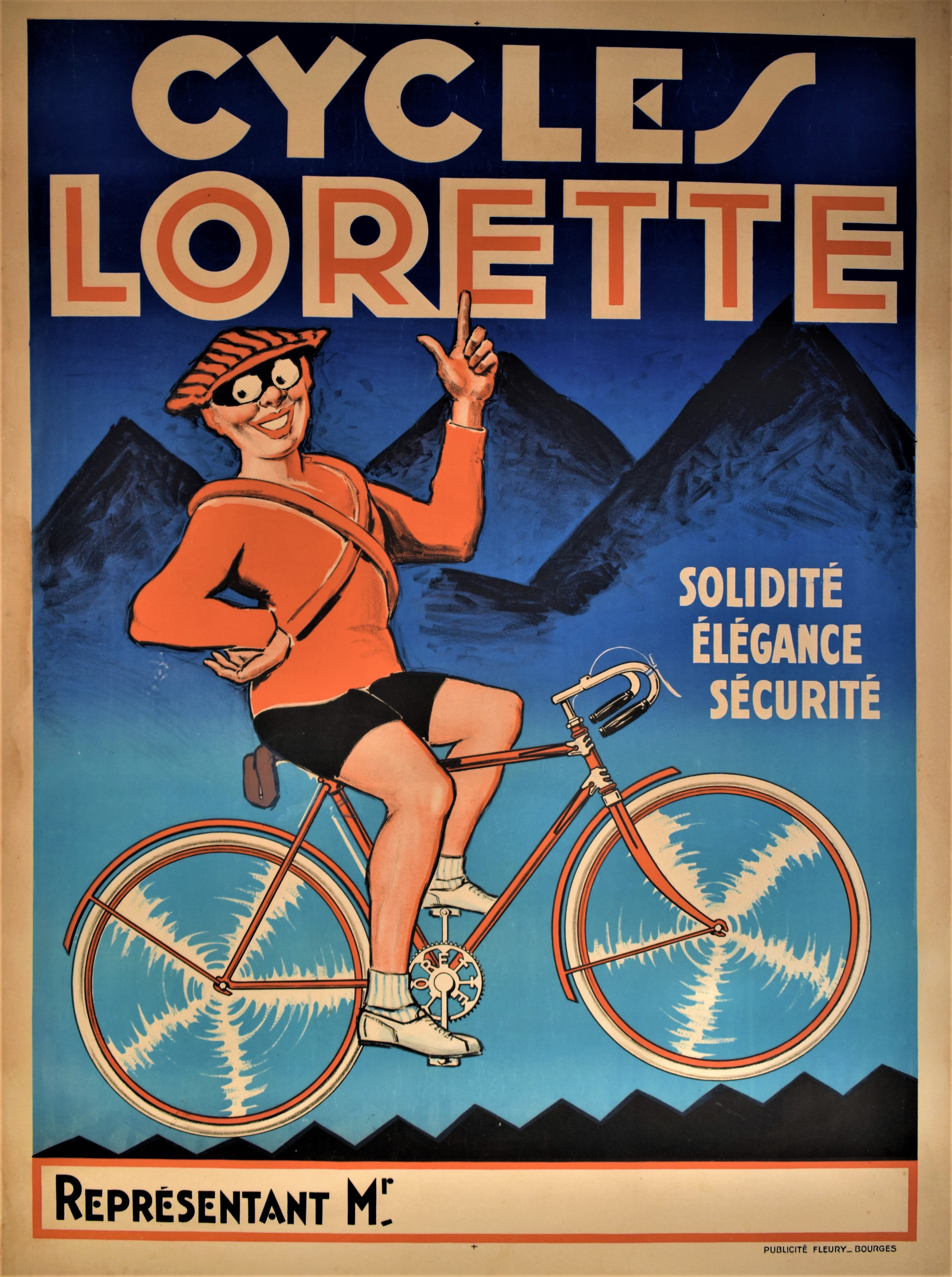 Large Original Cycles Lorette 1920s Poster – Rarevintageposters.com