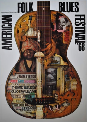 Large Size Original American Folks Blues Festival Poster 1968 - Kieser