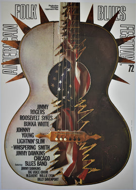 Large Size Original American Folks Blues Festival Poster 1972 - Kieser