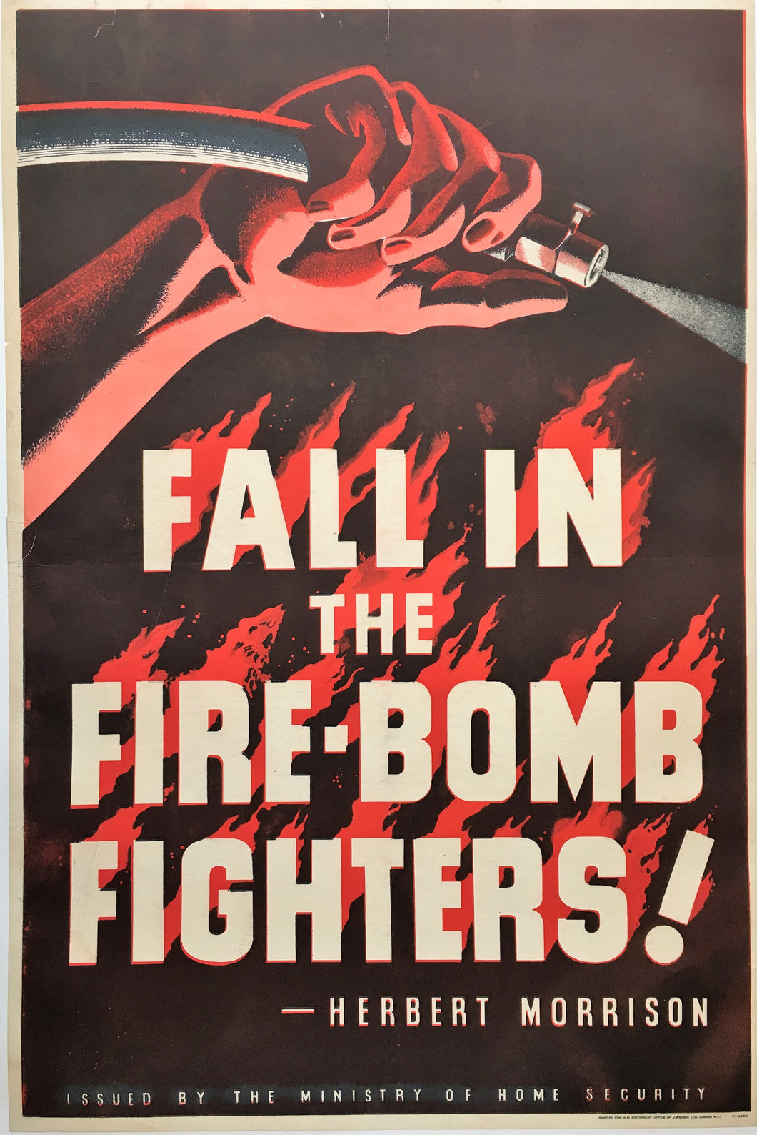 London Blitz WWII Fire-Bomb Fighters Original Poster