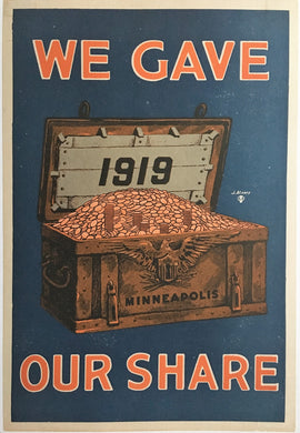 Minneapolis Great War Original Bond Poster, 1919