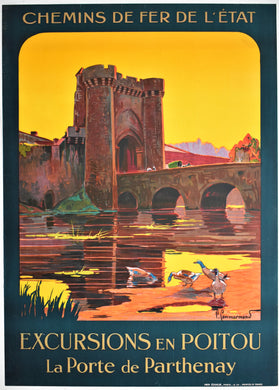 Near Mint condition French 1924 Travel Poster, Excursions en Poitou - P. Commarmond