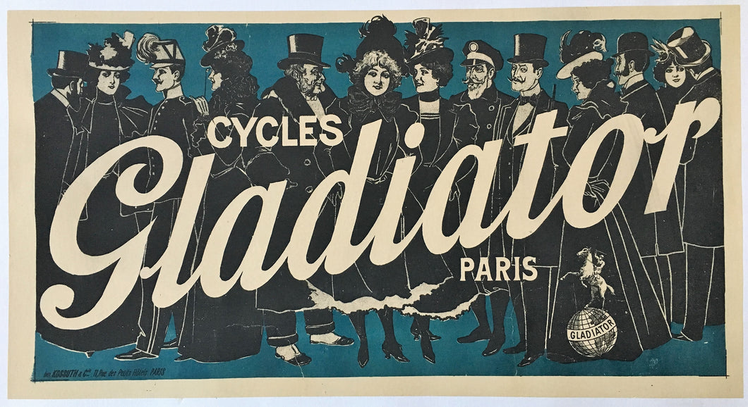 Original 1895 French Cycles Gladiator Bicycle Poster