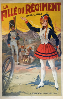 Original 1910 French Comic Opera Lithograph Poster, The Daughter of the Regiment.