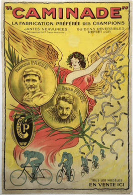 Original 1910 Poster for Cycles Caminade With Tour de France Winners.