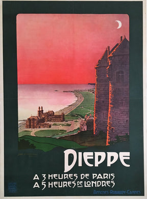 Original 1910 Tourist Poster for Dieppe, 3 Hours From Paris, 5 Hours from London