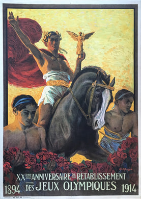 Original 1914, 20th Anniversary of the Modern Olympics Poster - Scarce