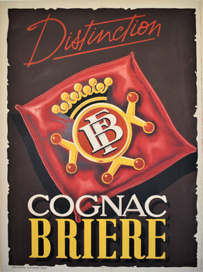 Original 1920s Art Deco Cognac Briere Poster