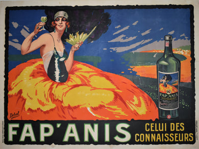 Original 1920s Large Size Fap Anis Beautiful Lithograh Poster