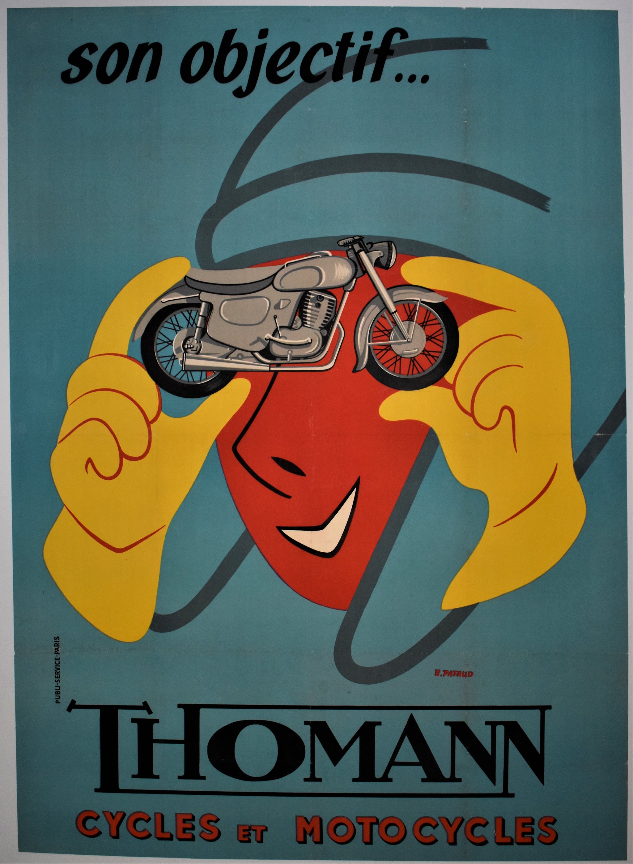Original 1920s Very Large Thomann Cycles and Motocycles Art