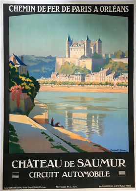 Original 1924 French Railway Poster for Chateau de Saumur by Constant Duval