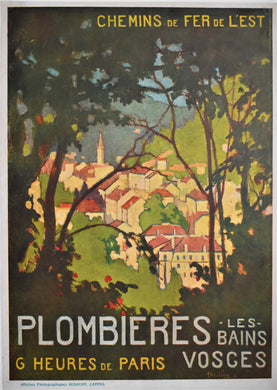 Original 1926 Poster for the French Tourist Town of Plombieres Les Bains, Vosges.