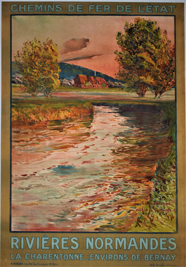 Original 1928 Rivers of Normandy Railway Travel Poster