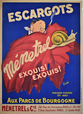 Original 1930s French Art Deco Poster - Escargots