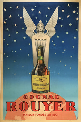 Original 1940s French Cognac Rouyer Art Deco Poster