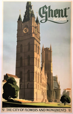 Original 1949 Travel Poster Advertising Ghent, Belgium