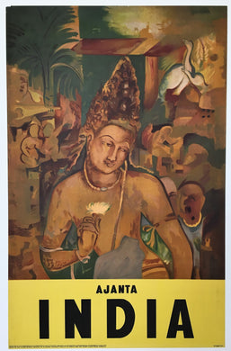 Original 1950s Ajanta, India Tourist Poster